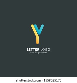 initial letter y logo with blue yellow gradation style