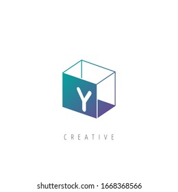 Initial Letter Y Logo With Box Element. Design Vector Box Logo Template