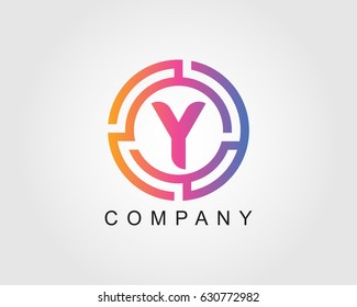 Initial Letter Y Logo with Circle Colorful