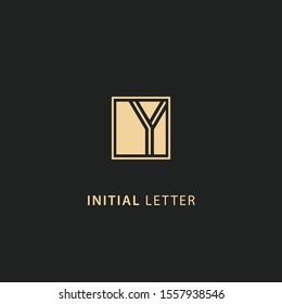 Initial letter y logo dark concept with square element template