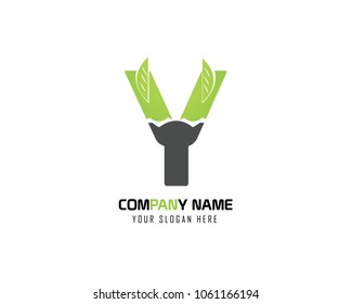 Initial Letter Y Logo Design With Leaf