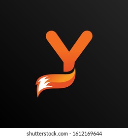 Initial Letter Y Logo Design with Foxtail Element
