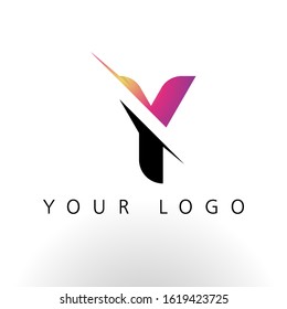 Initial Letter Y Logo Design With Creative Lines and Swosh in Purple color vector template