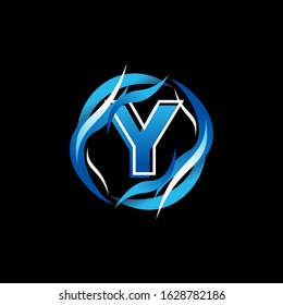 Initial Letter Y Logo Design inside Circle Water or Waves