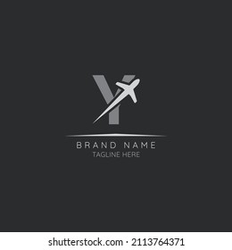 Initial letter Y logo design incorporated plane. Minimalist and modern vector illustration design suitable for business. Airline, airplane, aviation, travel logo template.