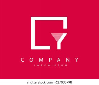 Initial Letter Y logo design template With Box