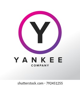 Initial Letter Y logo Design Template With Circle Colored