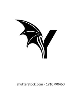 Initial letter Y logo and Dragon wings symbol. Wings design element,  initial Letter Y logo Icon, Initial Logo Template