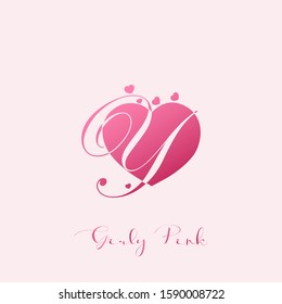 Initial Letter Y logo icon love pink, vector design design concept girly heart love with letter logo icon.