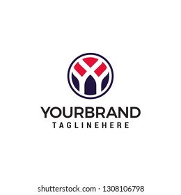 initial letter Y logo inside circle shape Design Template