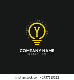 Initial Letter Y Logo And Light Bulb Bright Logo In Yellow Colors With Editable Vector File
