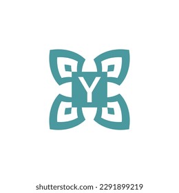 Initial letter Y logo ornamental natural emblem pattern frame
