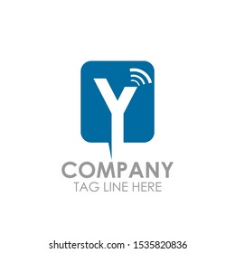 Initial Letter Y Logo with Signal symbol, Online logo design vector 