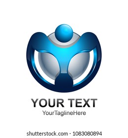 Initial letter Y logo template colored silver blue circle human 3d design for business and company identity