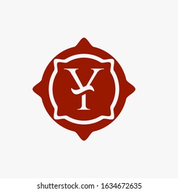 initial letter Y logo template inside emblem