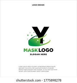 Anfangsbuchstaben Y-Logo-Vorlage mit Maske oder Schildkröte in flachem Monographie-Symbol