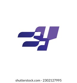 Initial Letter Y Logo Template Design Vektorgrafik Blau- und violette Farben