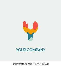Initial letter Y logo vector design template. Initial Y minimalist logo template vector Paper cut style.