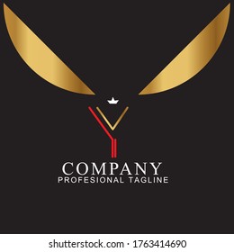 Initial letter y logo vector design template. gold letter isolated on black background. Can be used for company logo or symbol, on modern style