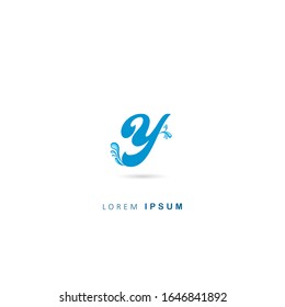 Initial Letter Y Logo with water drop Elements. Vector design template elements. Aqua Logo