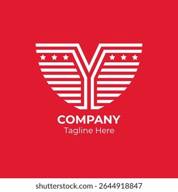 Initial letter Y logo and wings symbol. Monogram Y with wings logo design inspiration.