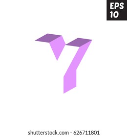Initial letter Y lowercase logo design template block violet purple 