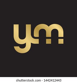 Initial letter y m linked lowercase logo design template elements. Gold letter Isolated on black  background. Suitable for business, consulting group company.