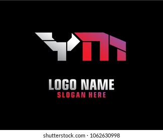 Initial letter Y M logo template vector