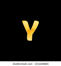 Initial Letter Y with metallic texture, trendy, 3d Glossy, metal texture, Gold, steel and realistic shadow based alphabet logo for company identity, isolated on black background.