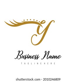 Initial Letter Y Modern Luxury Eye Lash, Lashes, Beauty, Salon, Spa, Cosmetic, Makeup Business Logo Concept