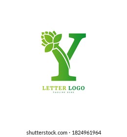 Initial letter Y with natural logo vector concept element. letter Y monogram, with organic floral fit for company and business