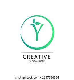 Initial Letter Y Nature Leaf Logo For Company