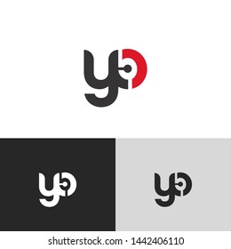 Initial Letter y o linked lowercase logo design template elements. Red letter Isolated on black white grey background. Suitable for business, consulting group company.