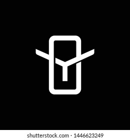 Initial letter Y and O, YO, OY, overlapping interlock monogram logo, white color on black background