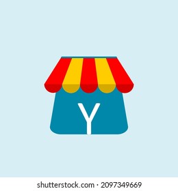 initial letter y on shopping. Abstract shopping logo. Online shop logo. Vector logo template