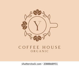 initial Letter Y organic coffee logo icon design vector.