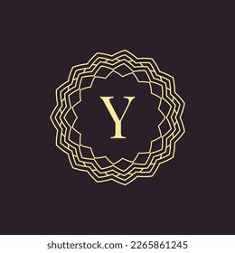 initial letter Y ornamental border alphabet circle emblem badge logo