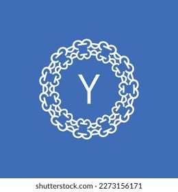 initial letter Y ornamental emblem frame circle pattern logo