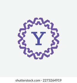 initial letter Y ornamental modern circle frame emblem logo