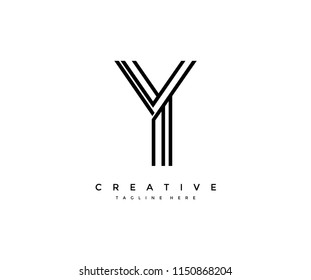 Initial Letter Y Outline Monogram Minimalist Logotype