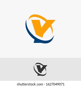 initial letter Y with oval swirl in blue and orange. logo template for company and business