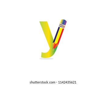 Initial letter Y for Pencil Design Logo Vector Graphic Branding Letter Element.