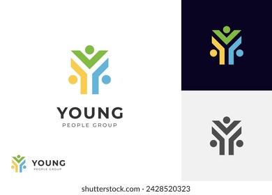 initial letter y people group logo design. abstract young people lifestyle with happy logo symbol icon design for healthy life design element