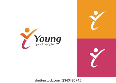 initial letter y people logo design. abstract young people lifestyle with happy logo symbol icon design for healthy life design element