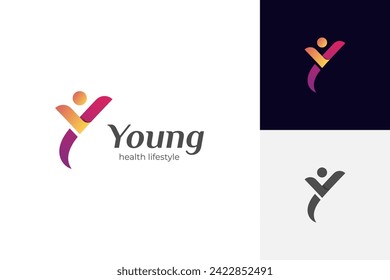 initial letter y people logo design. abstract young people lifestyle with happy logo symbol icon design for healthy life design element