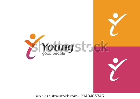 initial letter y people logo design. abstract young people lifestyle with happy logo symbol icon design for healthy life design element