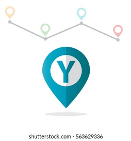 Initial Letter Y With Pin Location Logo on Maps