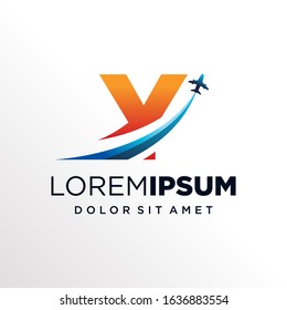 Initial Letter Y with Plane or Travel Logo Design