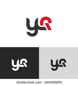 Initial Letter y r linked lowercase logo design template elements. Red letter Isolated on black white grey background. Suitable for business, consulting group company.