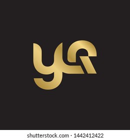 Initial letter y r linked lowercase logo design template elements. Gold letter Isolated on black  background. Suitable for business, consulting group company.